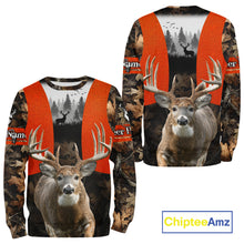 Load image into Gallery viewer, Personalized Hunting Shirt, Hunting Gear For Men – Orange Safety Camo with Big Buck NHT343