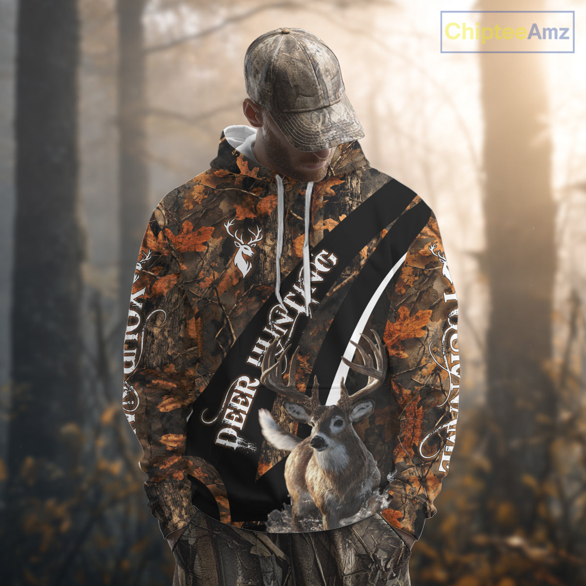 Whitetail Deer Hunting Orange Camo Hoodie, Sweatshirt Hunting Shirt For Men NHT347