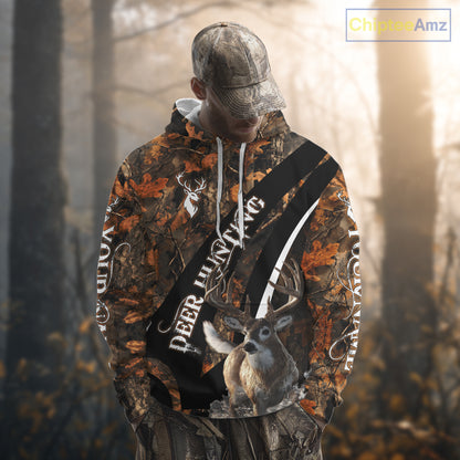 Whitetail Deer Hunting Orange Camo Hoodie, Sweatshirt Hunting Shirt For Men NHT347
