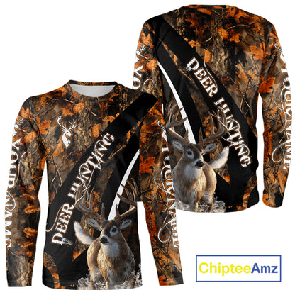 Whitetail Deer Hunting Orange Camo Hoodie, Sweatshirt Hunting Shirt For Men NHT347