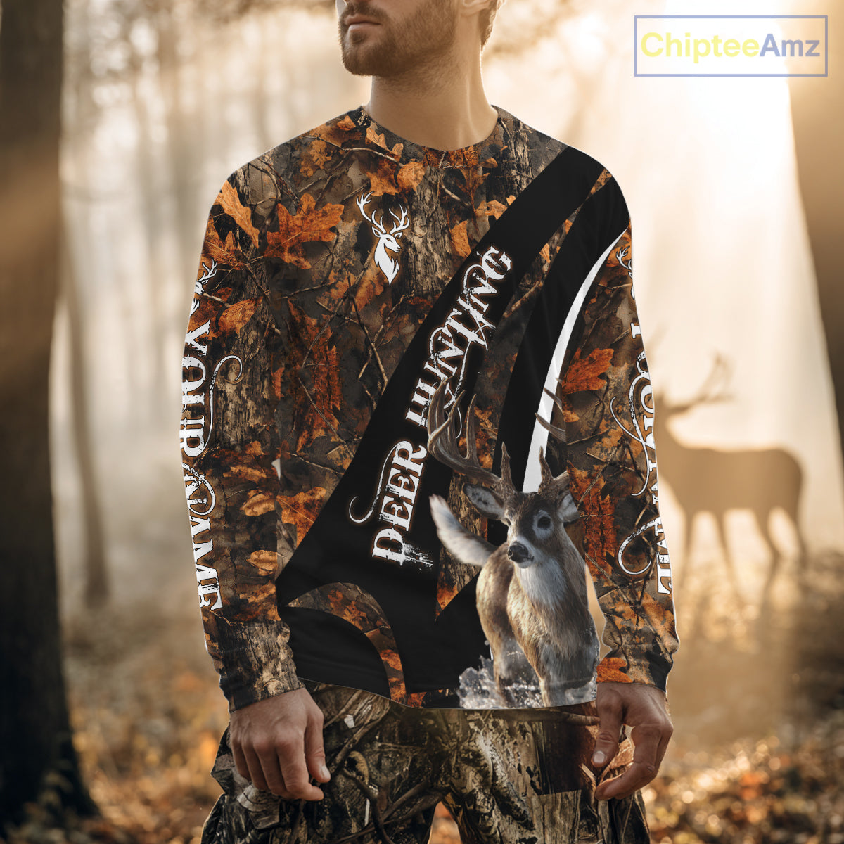 Whitetail Deer Hunting Orange Camo Hoodie, Sweatshirt Hunting Shirt For Men NHT347