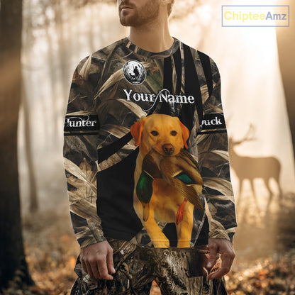 Yellow Lab Duck Hunting Camo Shirt – All Over Print Design, Perfect Gift for Hunters NHT227
