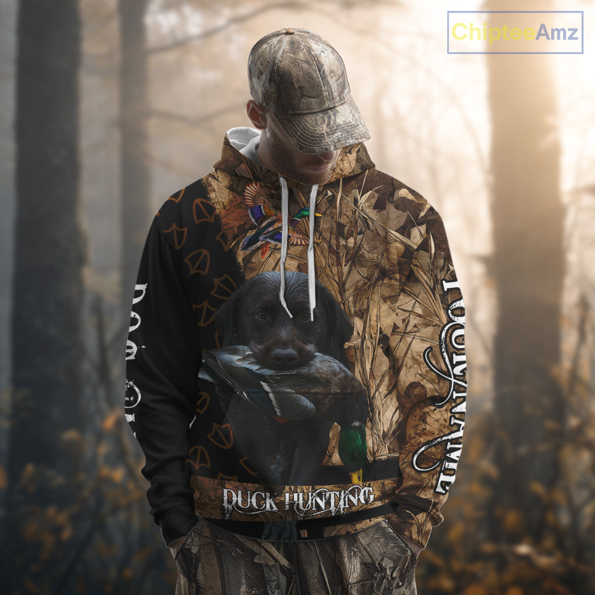 Duck Hunting with Black Lab Custom Name 3D All Over Print Shirt, Lab Dog Hunting Gifts NHT127