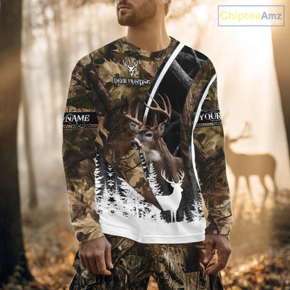 Forest Camo Deer Hunting 3D Shirt – Custom Name Personalized Gift NHT299