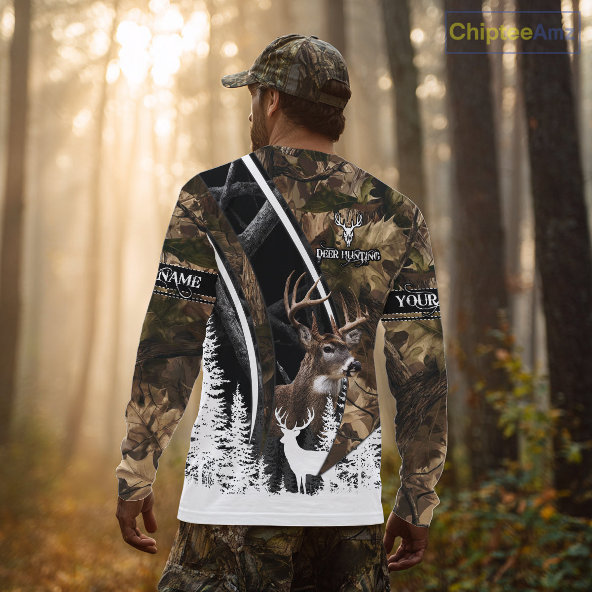 Forest Camo Deer Hunting 3D Shirt – Custom Name Personalized Gift NHT299