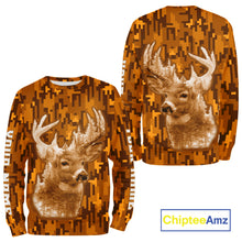 Load image into Gallery viewer, Deer hunting Custom Name Full Printing Orange Camo, Personalized hunting Shirt for Men NHT377