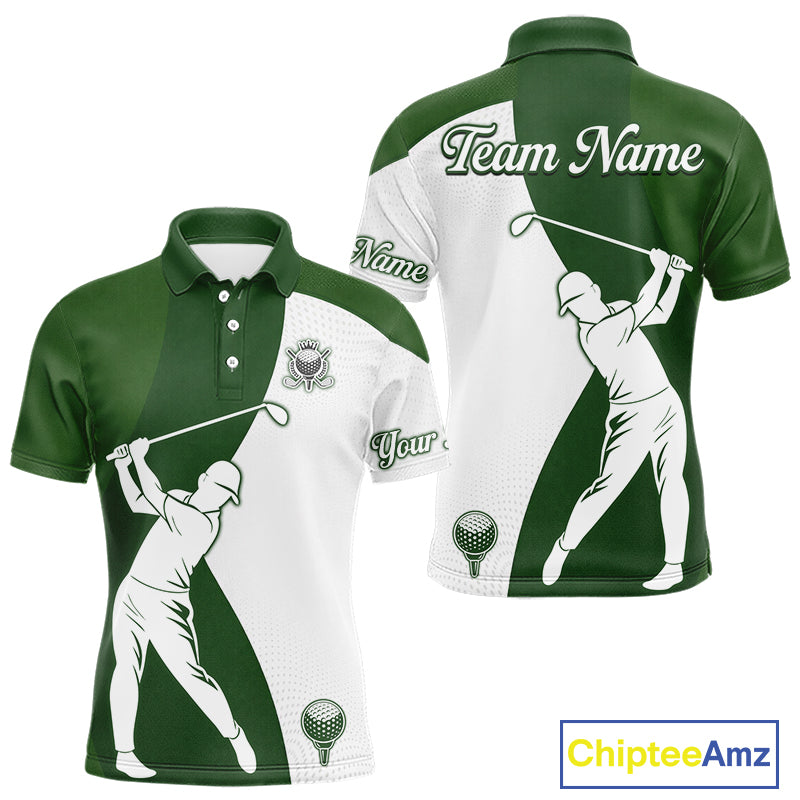 Custom Green & White Golf Shirt For Mens, Golf Jersey Team Golf For Mens NHT560