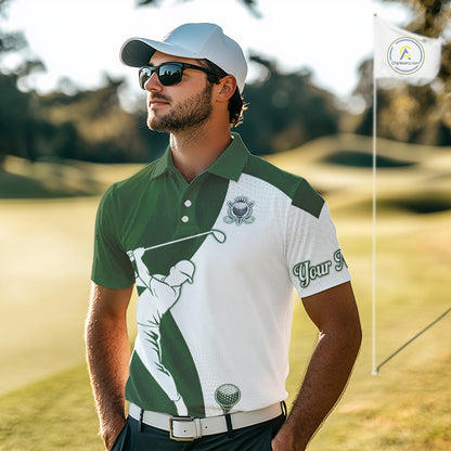 Custom Green & White Golf Shirt For Mens, Golf Jersey Team Golf For Mens NHT560