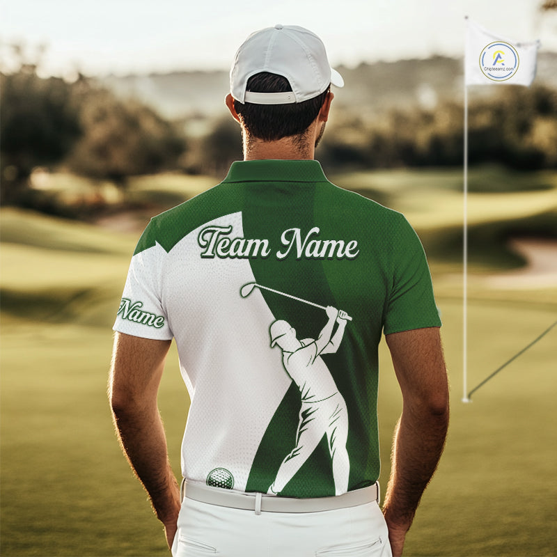 Custom Green & White Golf Shirt For Mens, Golf Jersey Team Golf For Mens NHT560