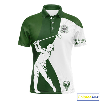 Custom Green & White Golf Shirt For Mens, Golf Jersey Team Golf For Mens NHT560