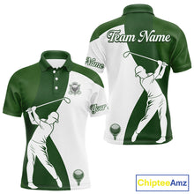 Load image into Gallery viewer, Custom Green &amp; White Golf Shirt For Mens, Golf Jersey Team Golf For Mens NHT560