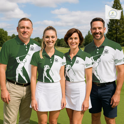 Custom Green & White Golf Shirt For Mens, Golf Jersey Team Golf For Mens NHT560