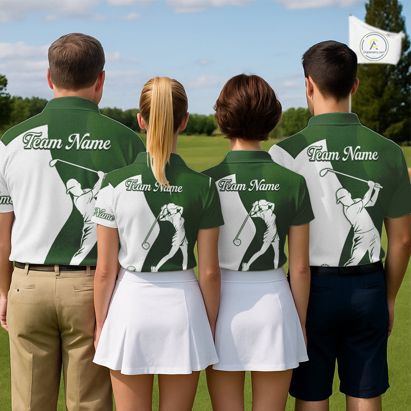 Custom Green & White Golf Shirt For Mens, Golf Jersey Team Golf For Mens NHT560