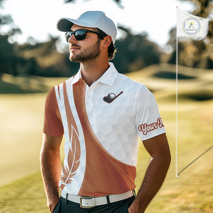 Funny Mens Golf Polo Shirt Custom Brown And White Platypus Pattern White Golf Shirts NHT576