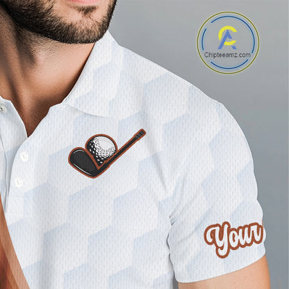 Funny Mens Golf Polo Shirt Custom Brown And White Platypus Pattern White Golf Shirts NHT576