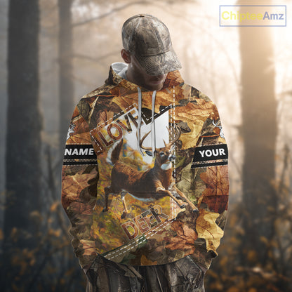 Whitetail Deer Hunting Shirt Personalized 3D All Over Print Autumn Camo Hunting Clothes NHT155