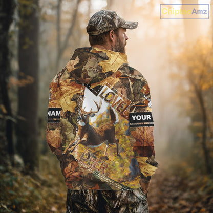 Whitetail Deer Hunting Shirt Personalized 3D All Over Print Autumn Camo Hunting Clothes NHT155