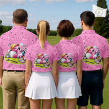 Load image into Gallery viewer, Personalized Mens Golf Polo Shirt With Flamingo Sleep– Funny Cartoon Pattern For Golfer NHT598