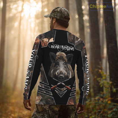 Personalized Wild Hog Hunting Camo Full Printing Shirts, Gift For Hunters NHT163