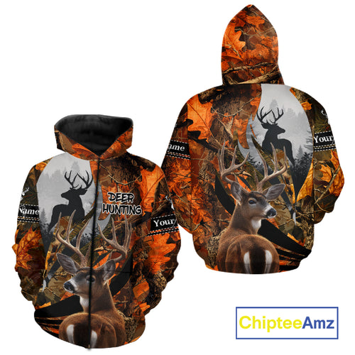 Whitetail Deer Hunting Orange Camo 3D Printed Shirts,  Hunting Hoodie Gift for Men NHT327
