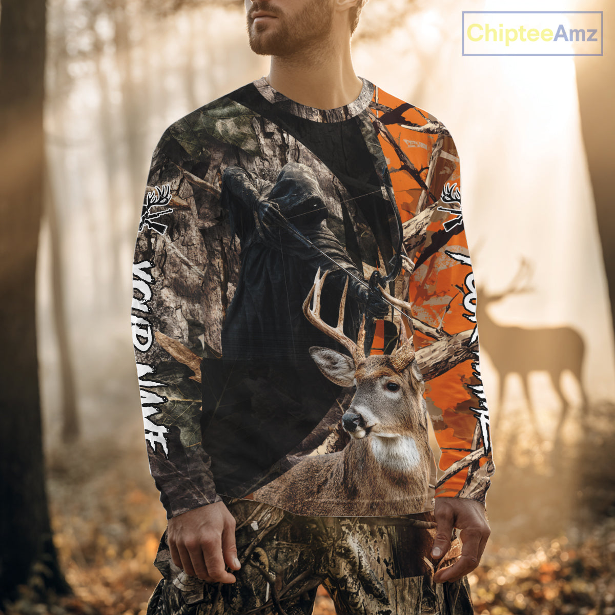 Deer Hunting Grim Reaper Camo Orange 3D All Over Printed Shirt, Personalized Hunting Shirt NHT269