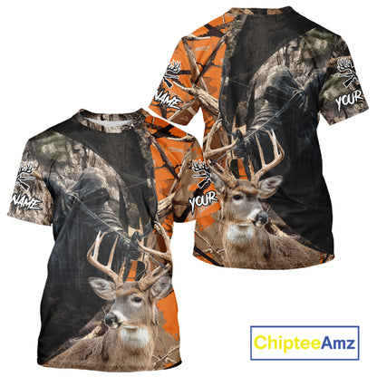 Deer Hunting Grim Reaper Camo Orange 3D All Over Printed Shirt, Personalized Hunting Shirt NHT269