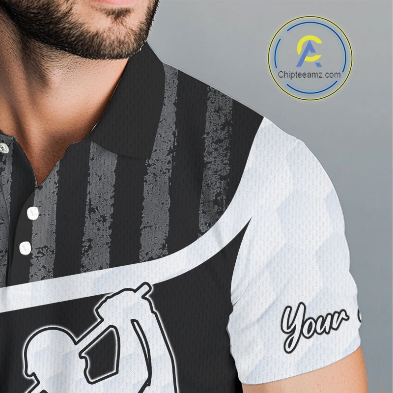 Mens Golf Polo Shirt American Flag Patriotic Golf Shirts Custom Name Golf Gifts For Mens NHT620