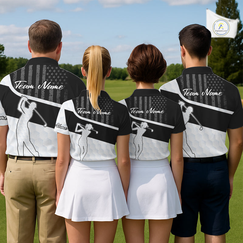 Mens Golf Polo Shirt American Flag Patriotic Golf Shirts Custom Name Golf Gifts For Mens NHT620