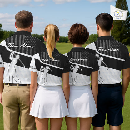 Mens Golf Polo Shirt American Flag Patriotic Golf Shirts Custom Name Golf Gifts For Mens NHT620