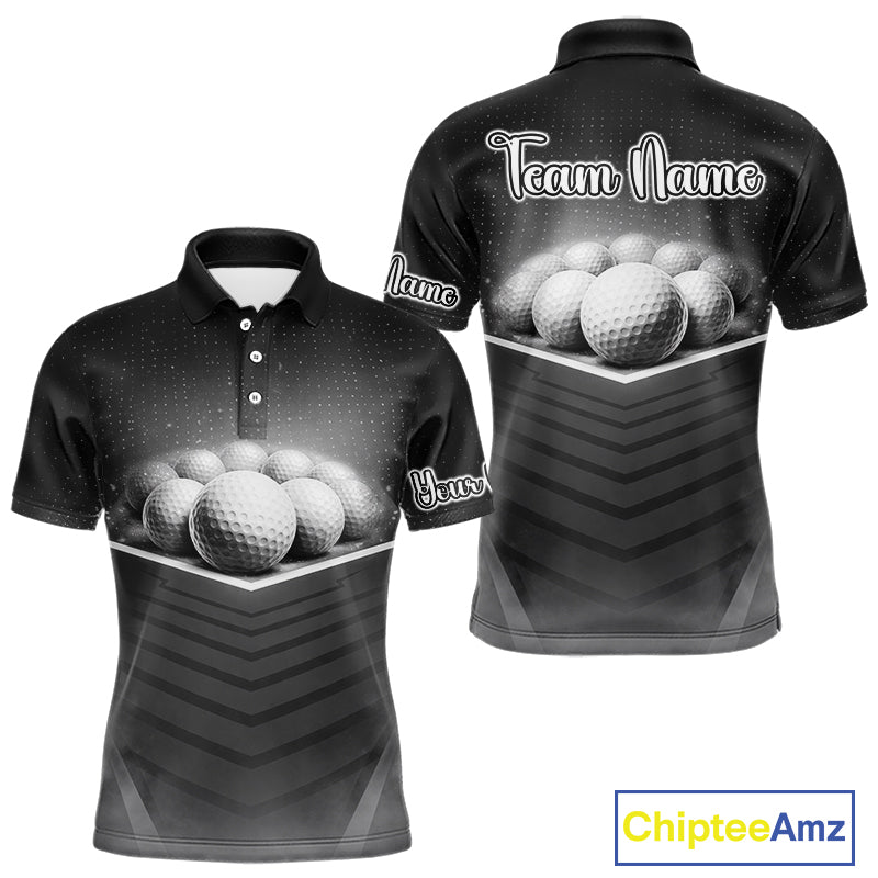 Black Golf Polos Shirts For Mens Custom Golf Ball Clubs, Best Golf Gift Custom Name For Team Name NHT628