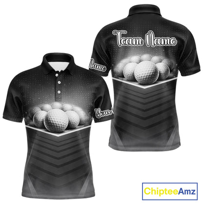 Black Golf Polos Shirts For Mens Custom Golf Ball Clubs, Best Golf Gift Custom Name For Team Name NHT628