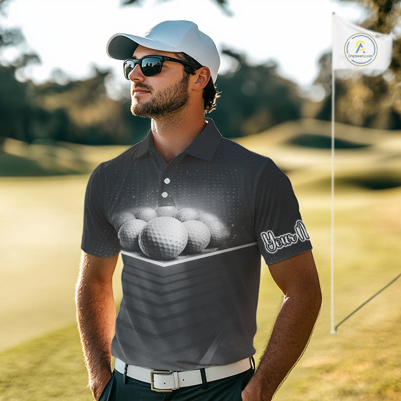 Black Golf Polos Shirts For Mens Custom Golf Ball Clubs, Best Golf Gift Custom Name For Team Name NHT628
