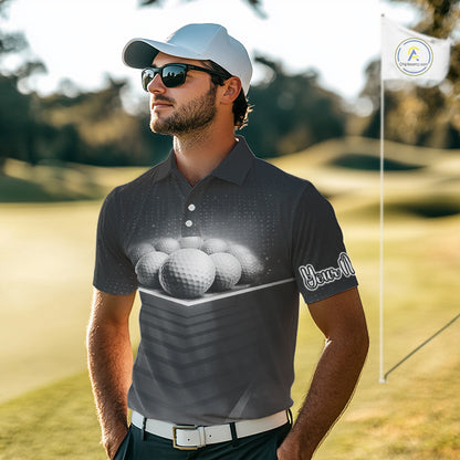 Black Golf Polos Shirts For Mens Custom Golf Ball Clubs, Best Golf Gift Custom Name For Team Name NHT628