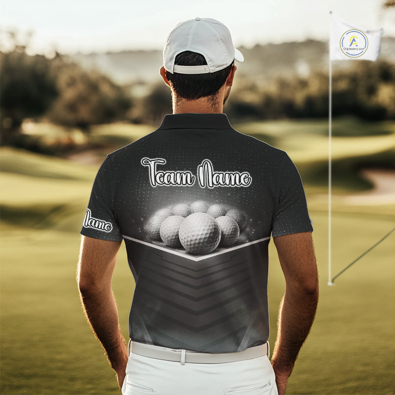 Black Golf Polos Shirts For Mens Custom Golf Ball Clubs, Best Golf Gift Custom Name For Team Name NHT628