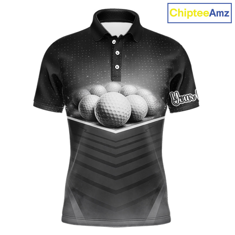 Black Golf Polos Shirts For Mens Custom Golf Ball Clubs, Best Golf Gift Custom Name For Team Name NHT628