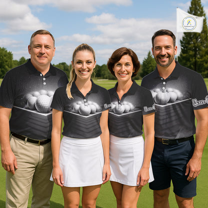 Black Golf Polos Shirts For Mens Custom Golf Ball Clubs, Best Golf Gift Custom Name For Team Name NHT628