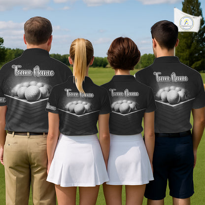 Black Golf Polos Shirts For Mens Custom Golf Ball Clubs, Best Golf Gift Custom Name For Team Name NHT628
