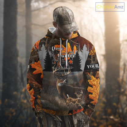 Whitetail Deer Hunting Orange Camo Autumn - Personalized All Over Print Deer Hunting Clothes NHT184