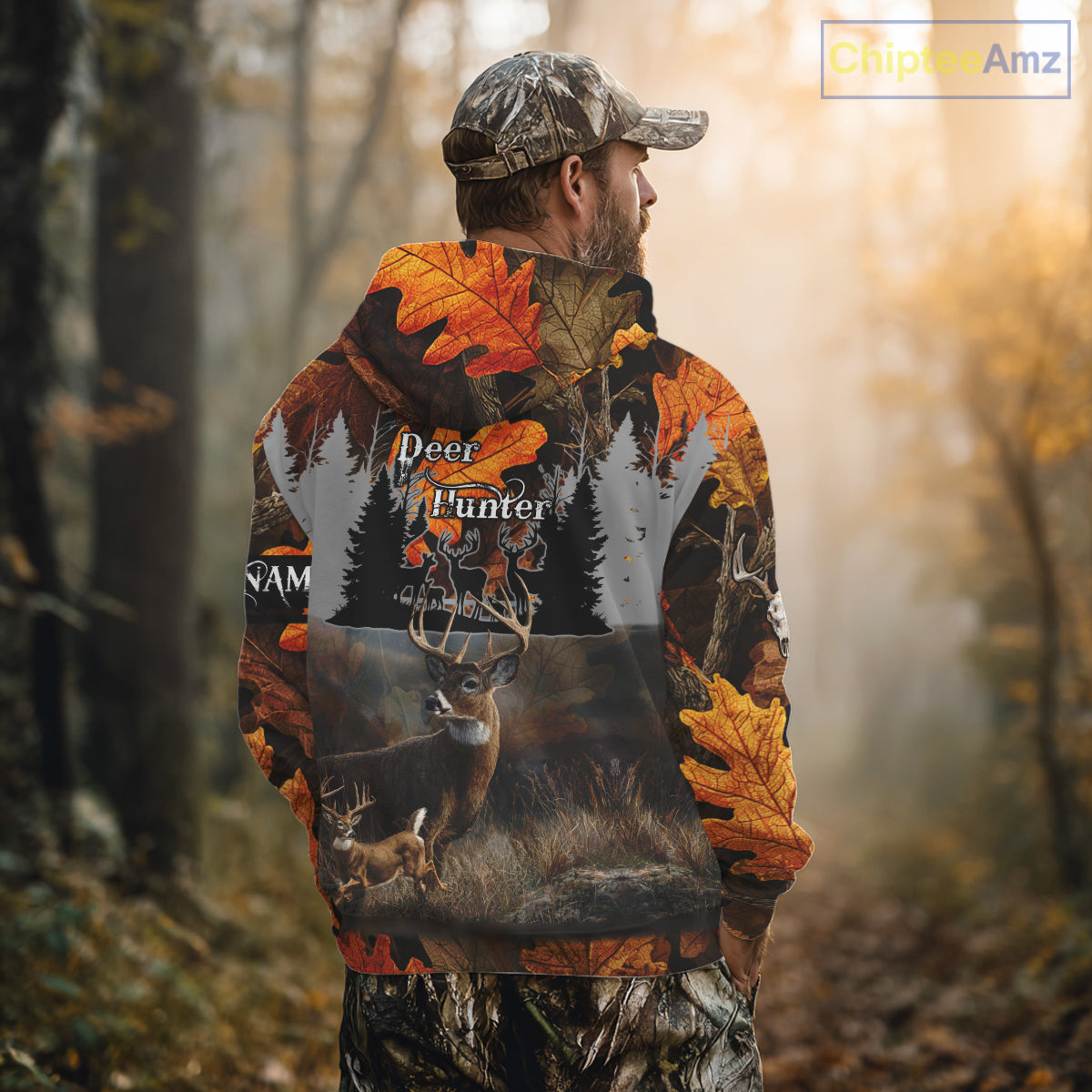 Whitetail Deer Hunting Orange Camo Autumn - Personalized All Over Print Deer Hunting Clothes NHT184