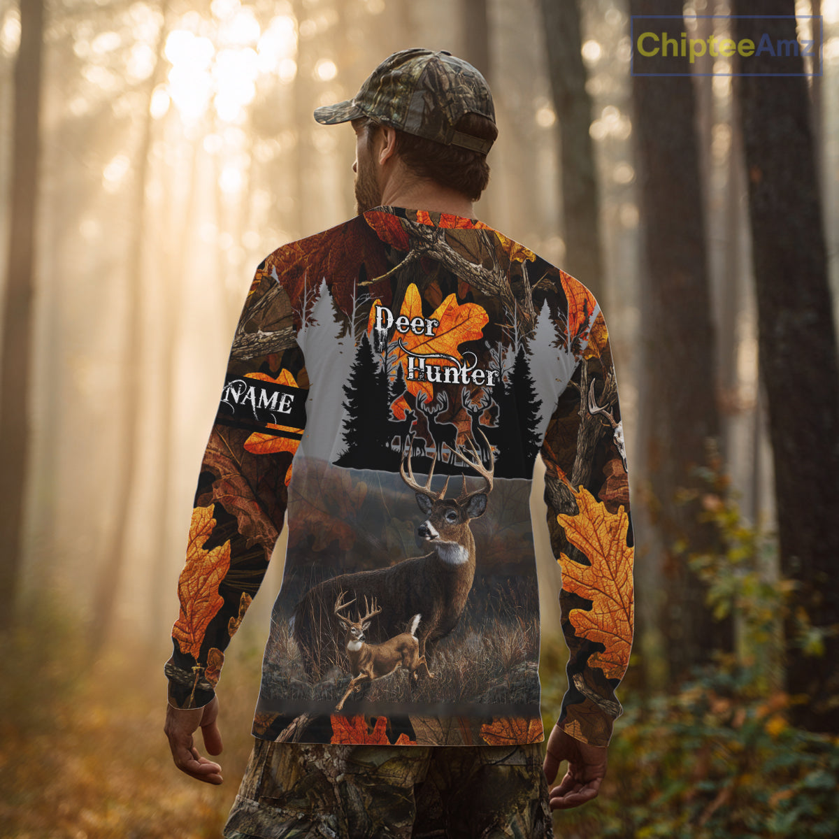 Whitetail Deer Hunting Orange Camo Autumn - Personalized All Over Print Deer Hunting Clothes NHT184