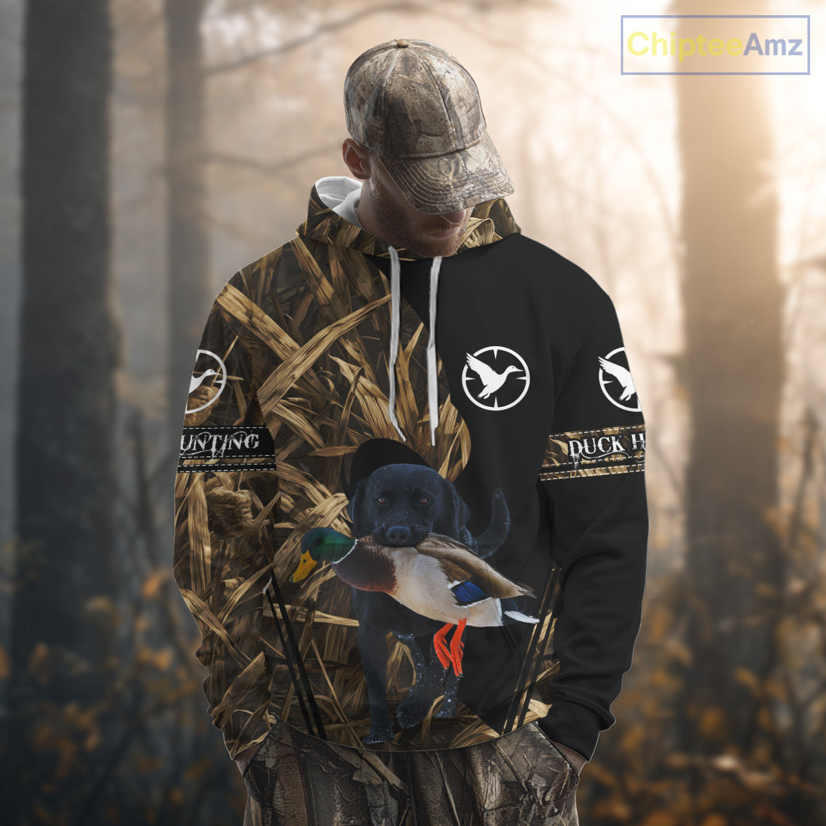 Duck Hunting Waterfowl Camo Black Labrador Retriever Dog Shirts,  Duck Hunting Clothes NHT197