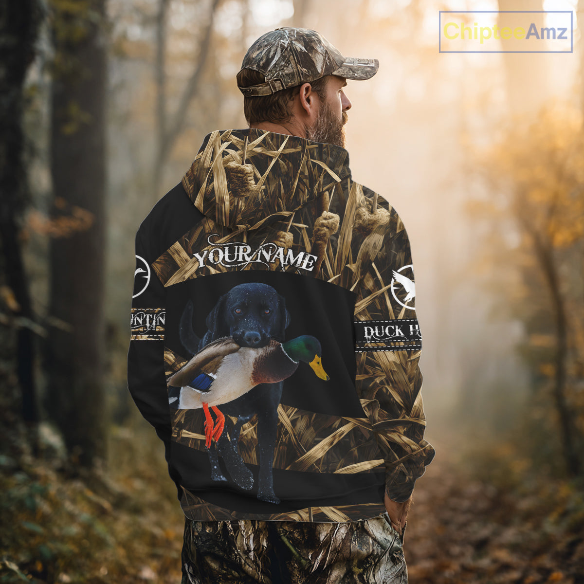Duck Hunting Waterfowl Camo Black Labrador Retriever Dog Shirts,  Duck Hunting Clothes NHT197