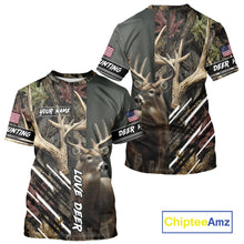 Load image into Gallery viewer, Custom Deer 3D Hunting Shirt, Antler Camo Design, Personalized Name Hunting Gift for Men NHT286