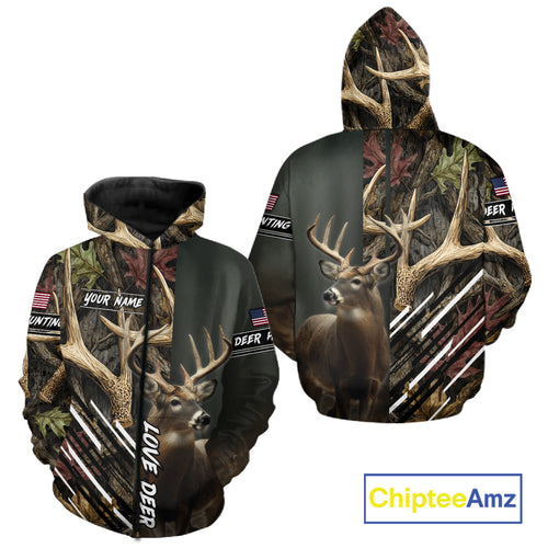 Custom Deer 3D Hunting Shirt, Antler Camo Design, Personalized Name Hunting Gift for Men NHT286