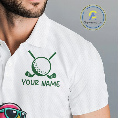 Funny Flamingo Mens Golf Polo Shirts Colorful Argyle Pattern Custom Name, Golf Gifts NBT562