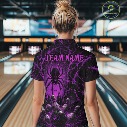 Purple Spider Custom Halloween Bowling Team Shirts For Women, Bowling Gifts NBT962