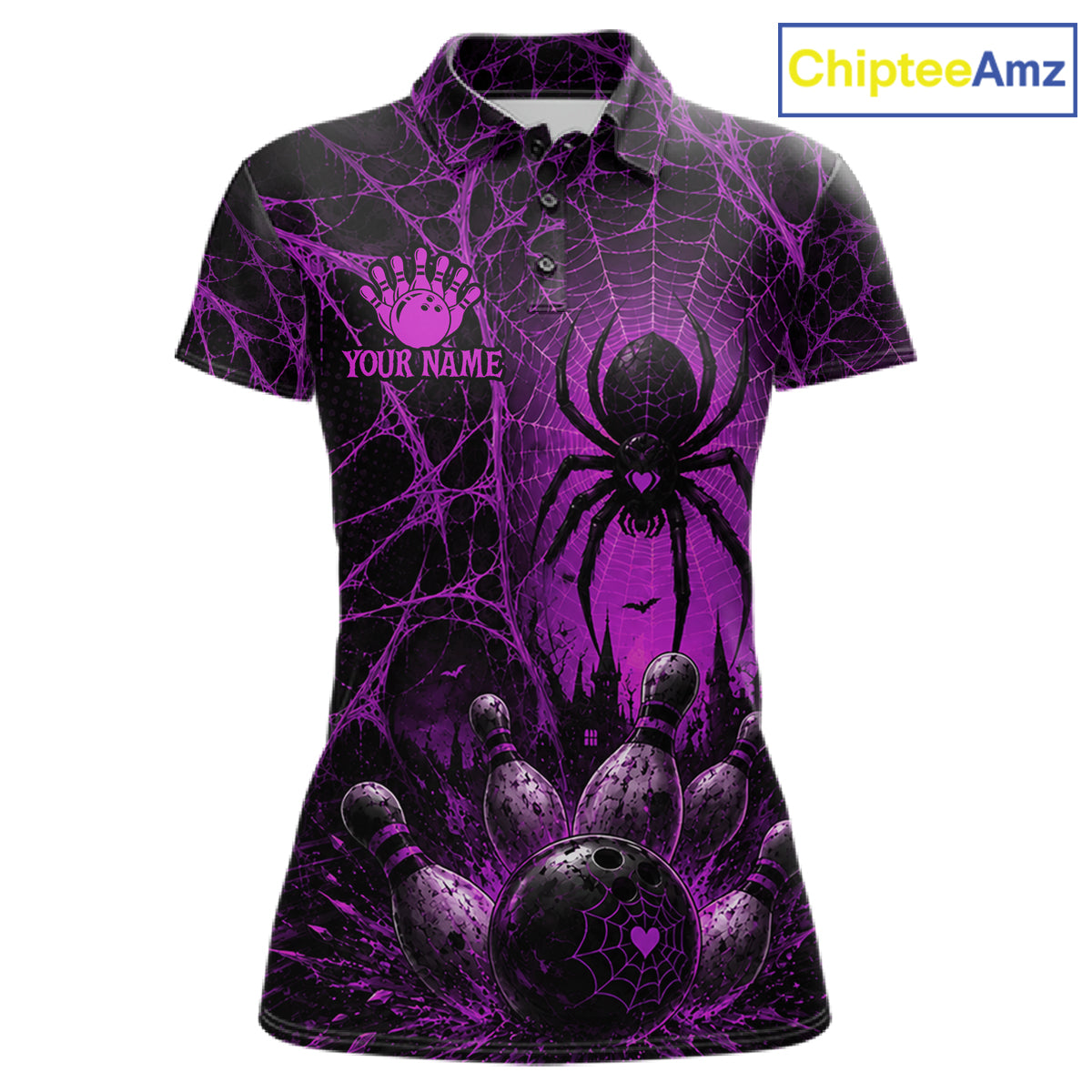 Purple Spider Custom Halloween Bowling Team Shirts For Women, Bowling Gifts NBT962