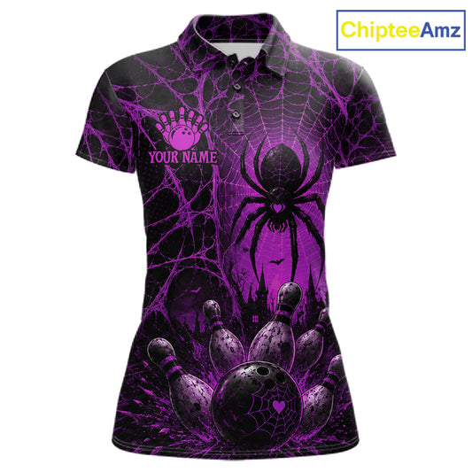 Purple Spider Custom Halloween Bowling Team Shirts For Women, Bowling Gifts NBT962
