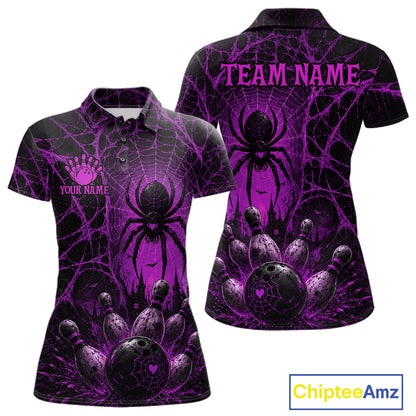 Purple Spider Custom Halloween Bowling Team Shirts For Women, Bowling Gifts NBT962