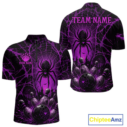 Purple Spider Custom Halloween Bowling Team Shirts For Men, Bowling Gifts NBT962